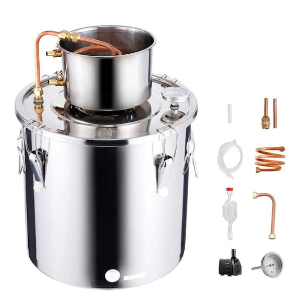 Alcohol Still, 8 Gal. / 30 L Stainless Steel Water Alcohol Distiller, Home Brewing Refining Fermentation Kit, Silver