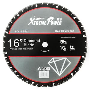 16 in. x 0.125 in. x 1 in. Segmented Cut Off Saw Diamond Blade Abrasive Wheel