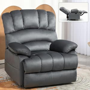 Gray Fabric Recliner Large Manual Recliner with Side Pocket