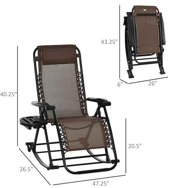 Zeus & Ruta Brown Metal Zero Gravity Outdoor Rocking Chair with