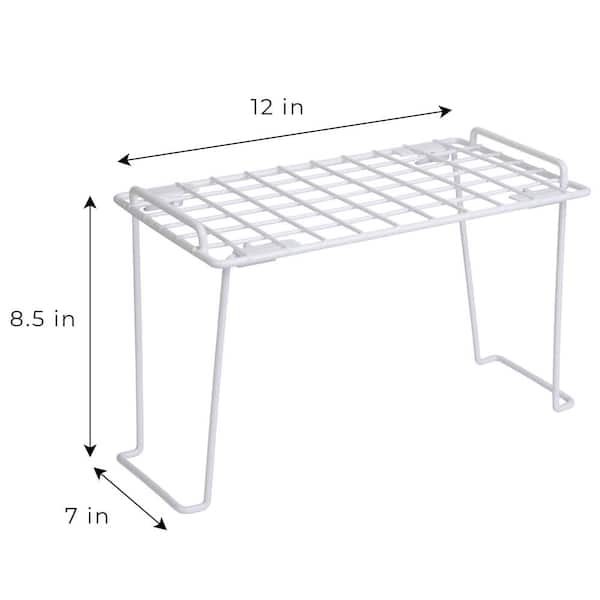 Basics Stackable Metal Kitchen Storage Shelves, Set of 2 - White,  12.5 L x 8 D x 4.5 H