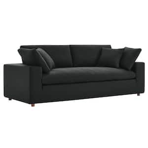 Commix 92.5 in. Square Arm Polyester Rectangle Sofa in. Black