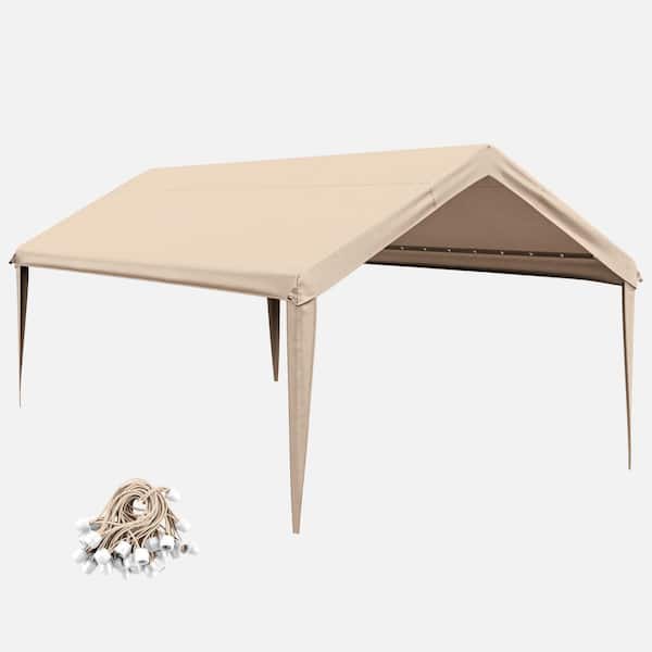 12 ft. x 20 ft. Outdoor Carport Replacement Cover, Heavy Duty Canopy with Ball Bungees (Frame Not Included) Sand