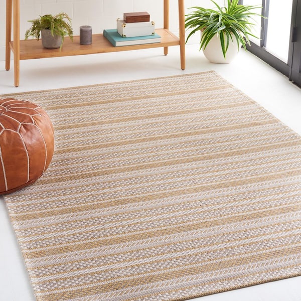 Martha Stewart 9 ft. x 12 ft. Taupe/Beige Striped Geometric Area Rug
