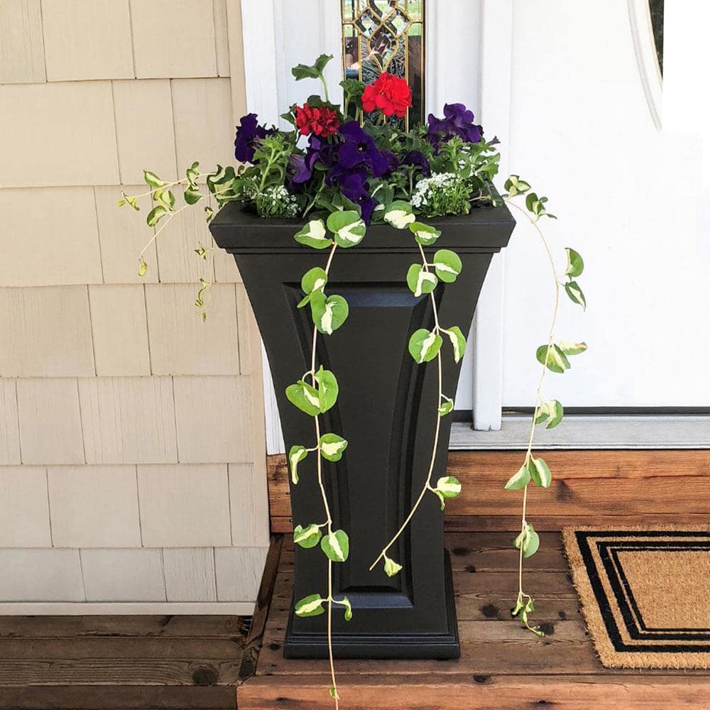 Cambridge Tall Black Polyethylene Outdoor Planter