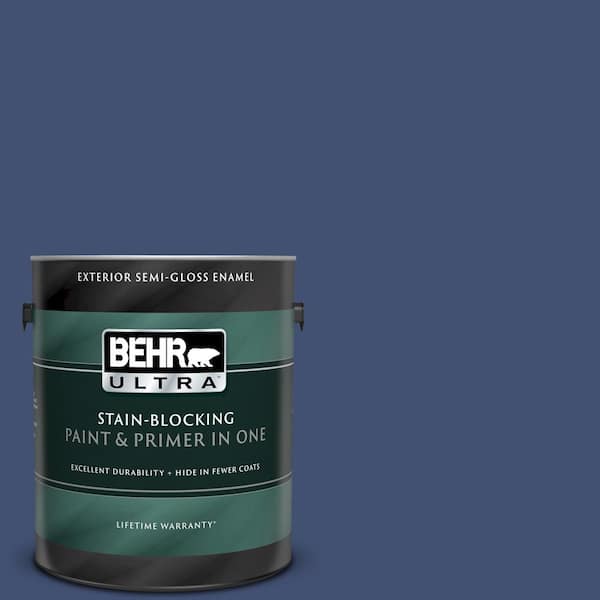 BEHR ULTRA 1 gal. #UL240-22 Signature Blue Semi-Gloss Enamel Exterior Paint and Primer in One