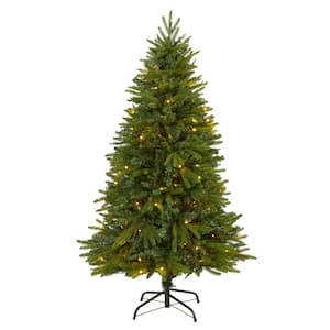 5 ft. Pre-Lit Sun Valley Fir Artificial Christmas Tree with 200 Clear LED Lights