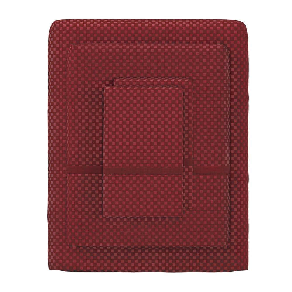 3-Piece Burgundy 90-GSM 100% Polyester Twin Sheet Set 119302PLO - The ...