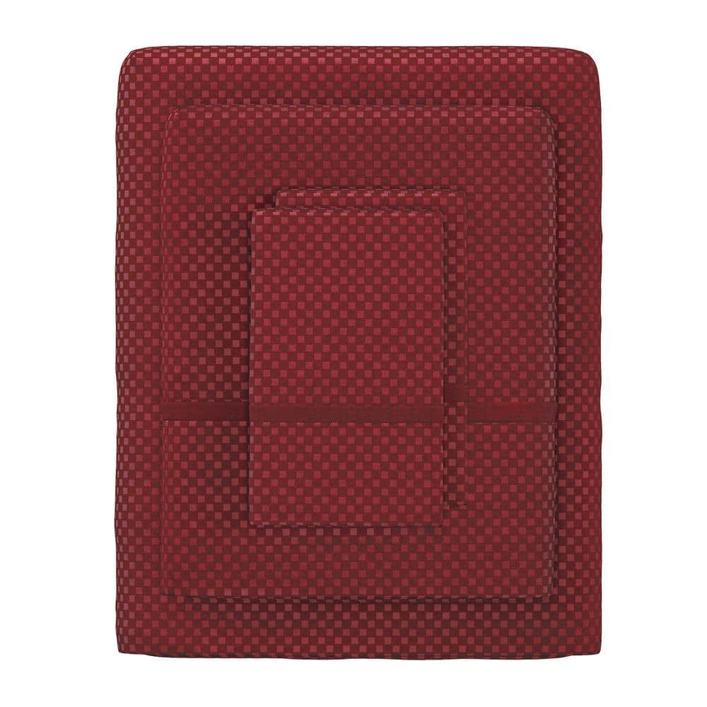 4-Piece Burgundy 90-GSM 100% Polyester Full Sheet Set
