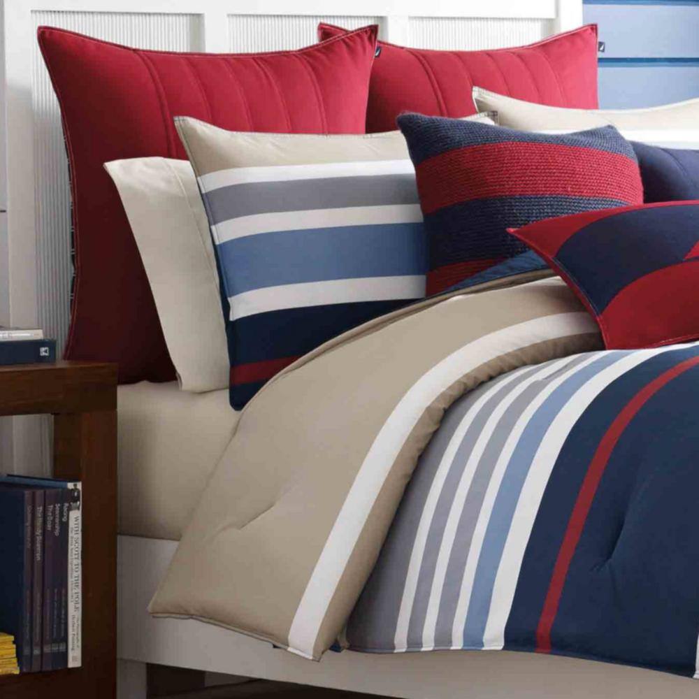 Bradford Navy and Khaki Cotton Twin Duvet Cover Set