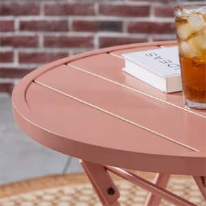Mix and Match Peony Pink Round Steel Folding Outdoor Bistro Table