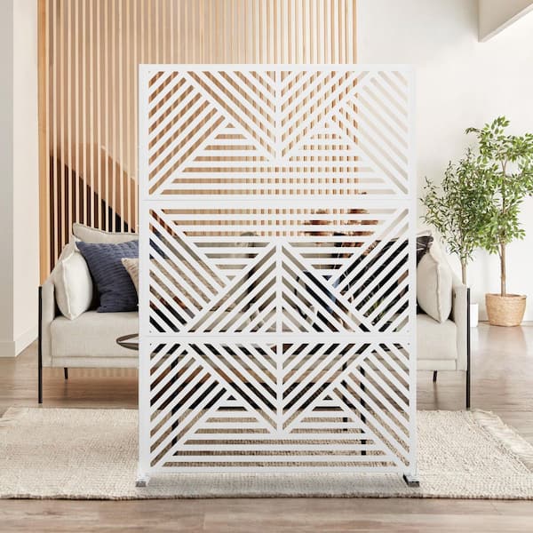 72 in. x 47 in. White Outdoor Metal Galvanized Privacy Screen Fence Garden Panels