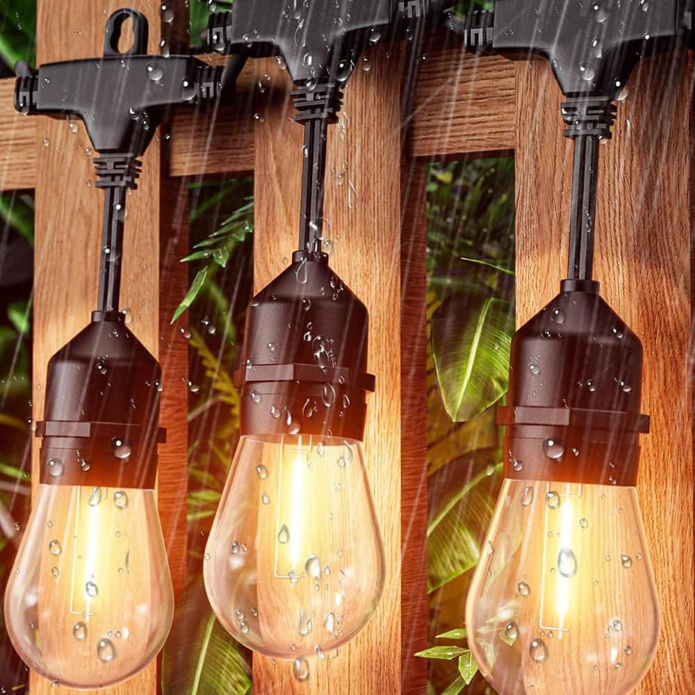 26 Light 75 ft. Black Outdoor 2700K Hardwired Edison S14 LED Patio