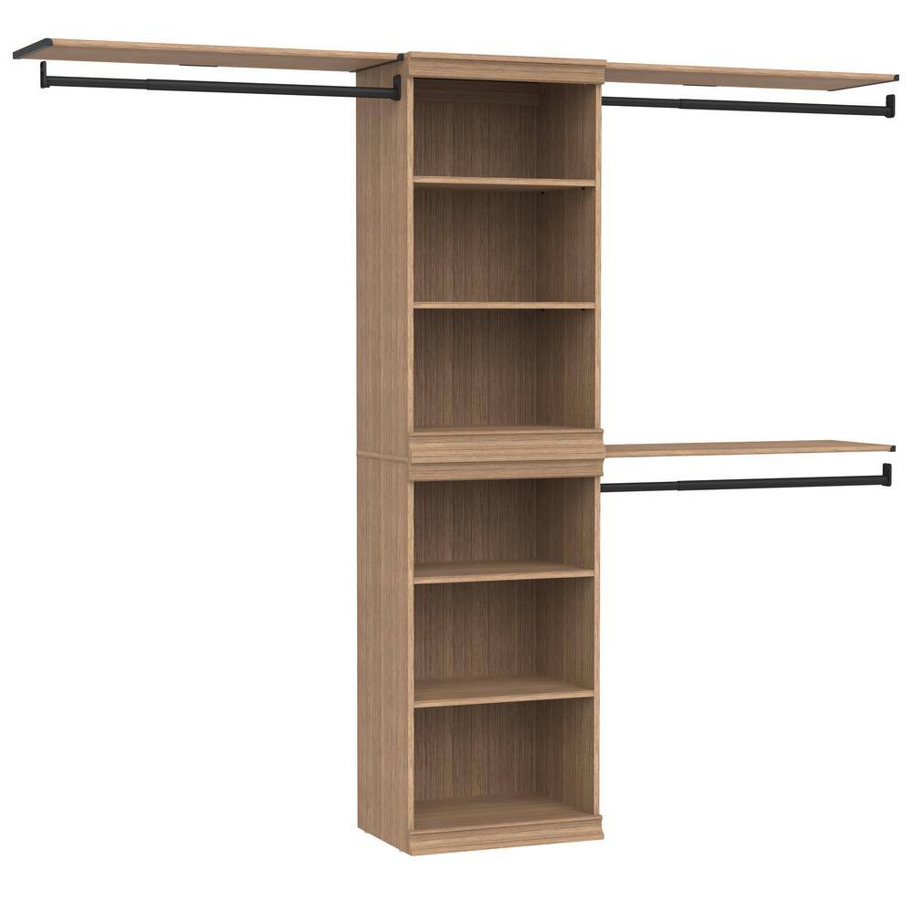 Modular Storage 73.38-93.43 in. W Honey Tower System 8-Shelf Wood Closet System