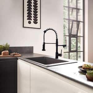3 Way Spring Single Handle Pull Down Sprayer Kitchen Faucet, Kitchen Faucet with Drinking Water Filter in Matte Black