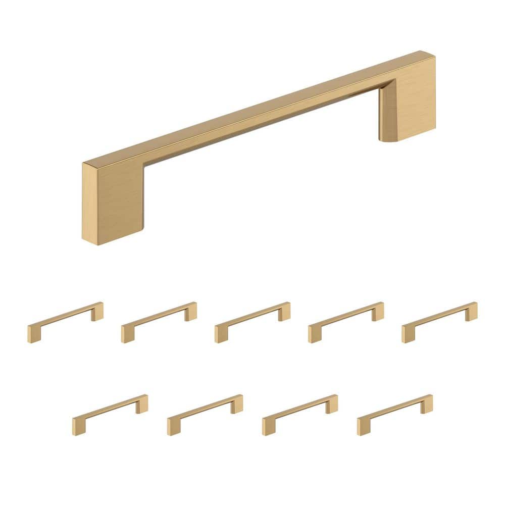 Champagne Bronze Modern Cabinet Pulls with Mounting Hardware, 10 Pack