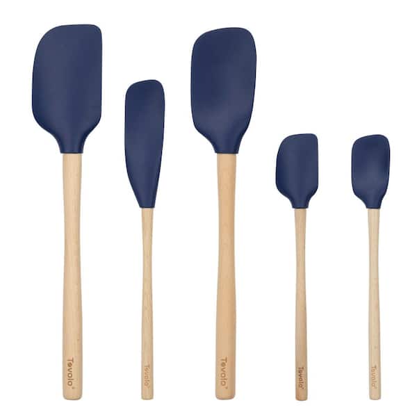 Tovolo Flex-Core Deep Indigo Wood Handled Spatula for Meal Prep (Set of 5)