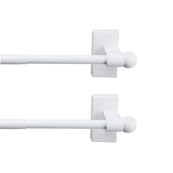 Unbranded 28 in. - 48 in. Single Curtain Rod in White with Finial