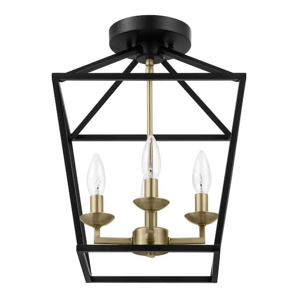 Home Decorators Collection Weyburn 16.5 in. 4-Light Black and Gold