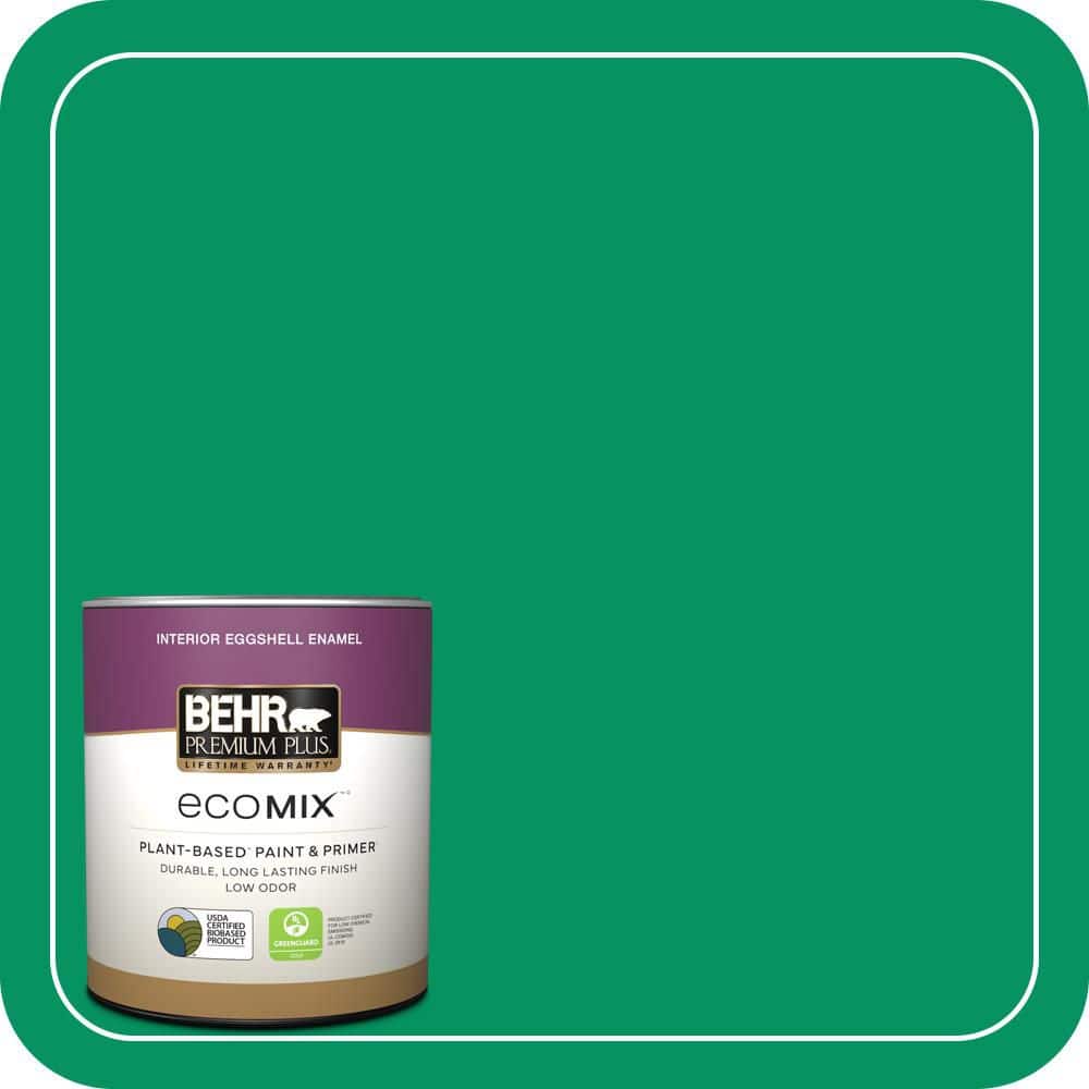 BEHR PREMIUM PLUS 1 qt. #470B-6 Emerald Lake Eggshell Enamel EcoMix ...