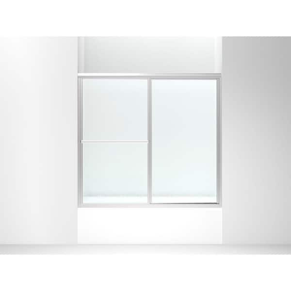 STERLING Deluxe 55-60 in. W x 56 in. H Sliding Tub Door in Silver with Rain Glass