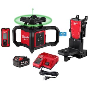 M18 1000 ft. Green Interior Rotary Laser Level Kit with Remote/Receiver, Wall Mount Bracket, and Receiver Clamp