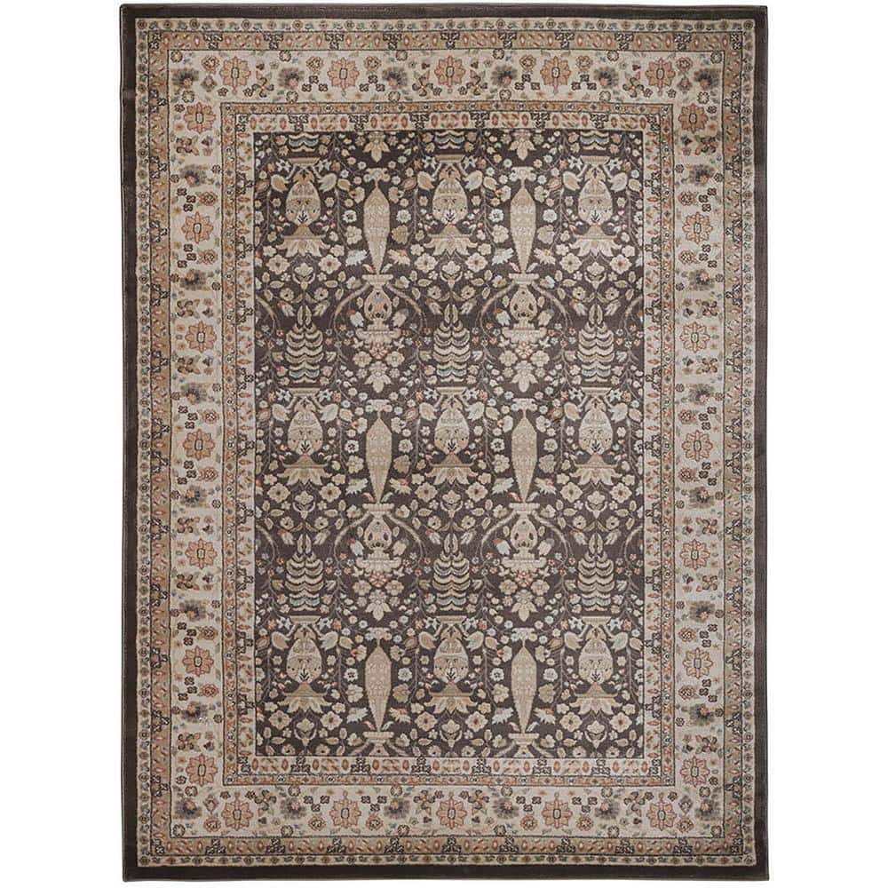 Garda Brown 5 x 7 Traditional Oriental Floral Area Rug