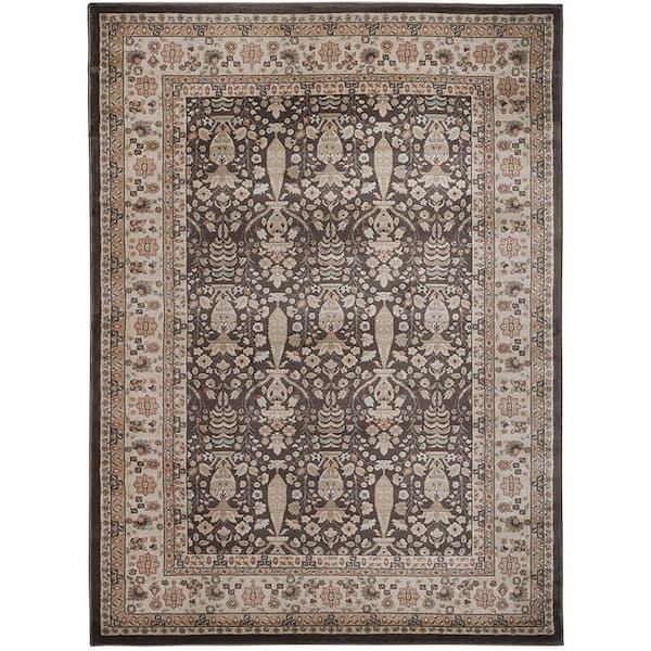 RADICI USA Garda Brown 5' x 7' Traditional Oriental Floral Area Rug