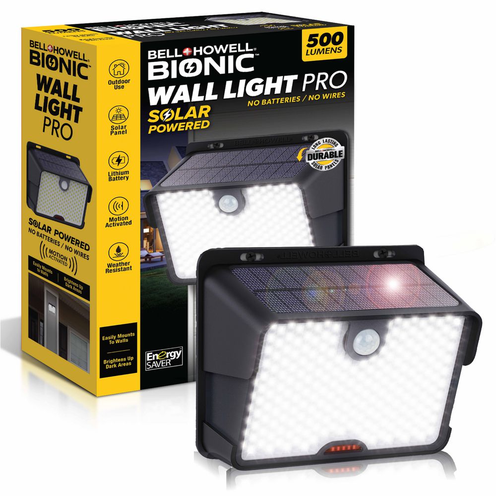Bionic Wall Light Pro 3-Watt Equivalent Integrated LED Black 500 Lumen Solar Motion Activated Wall Pack Light, 6500K