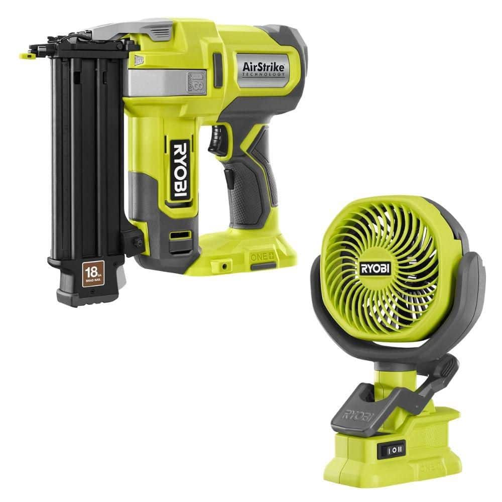 ONE+ 18V 18-Gauge Cordless AirStrike Brad Nailer with ONE+ 18V Cordless 4 in. Clamp Fan (Tools Only) price history on PriceWatchPro