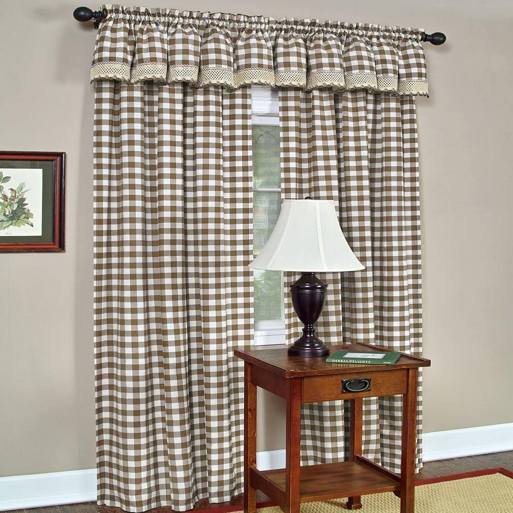 Achim Buffalo Check 42 In W X 63 In L Polyester Cotton Light Filtering Window Panel In Taupe Bcpn63tp12 The Home Depot