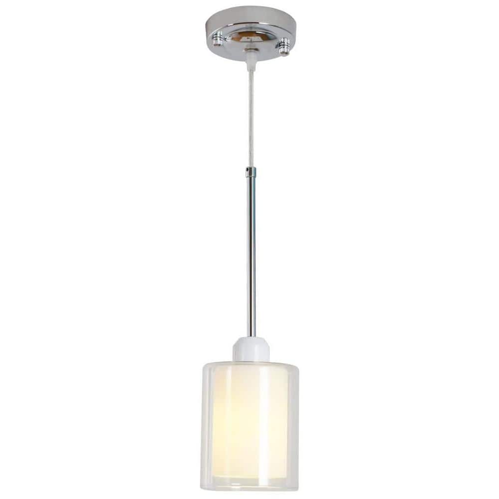 1 Light White Tubed Glass Pendant Light, Modern Pendant Lighting for Kitche