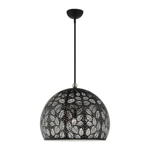 Chantily 3 Light Black with Brushed Nickel Accents Pendant