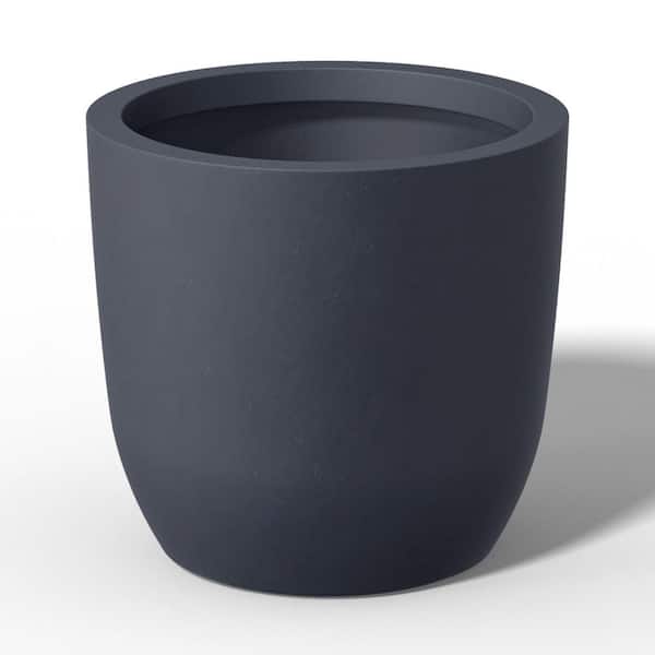 Sapcrete 13.5 in. Medium Granite Gray(Enhanced Interior) Concrete Round Planter / Pot with Drainage Holes