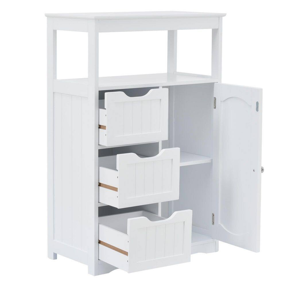 22 in. W x 12 in. D x 34 in. H White Wood Linen Cabinet