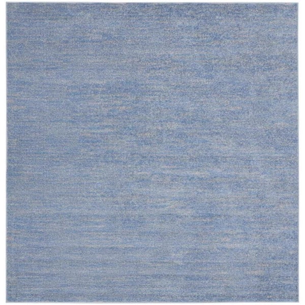 Blue, Gray 7 ft. x 7 ft. Woven Polypropylene Indoor/Outdoor Area Rug