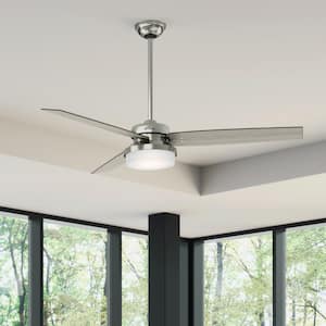 Sentinel 60 in. LED Indoor Brushed Nickel Ceiling Fan with Integrated Light Kit and Handheld Remote Control