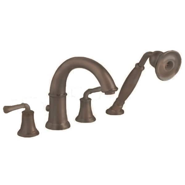 American Standard Portsmouth Lever 2-Handle Deck-Mount Roman Tub Faucet with Handshower in Oil Rubbed Bronze