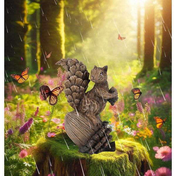 Resin Squirrel Figurine on Pinecone Woodland Animals Statue