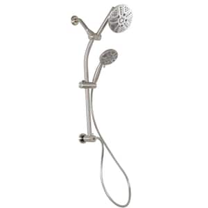 Drill-Free Adjustable Slide Bar with Diverter, 6-Function Shower Head and Hand Shower and 5 ft. Hose, Satin Nickel