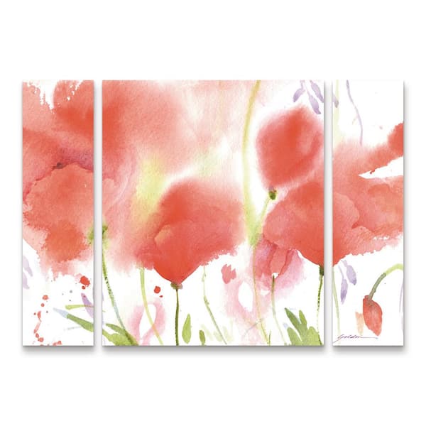 Trademark Fine Art Sheila Golden Poppy Perfection 3-Piece Panel Set Unframed Photography Wall Art 30 in. x 41 in.