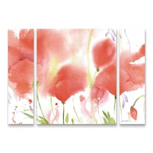 Sheila Golden Poppy Perfection 3 Piece Panel Set Unframed Photography Wall Art 24 in. x 32 in.