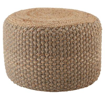 Kealani Trellis Gray and Beige 24 in. x 24 in. x 16 in. Cylinder Pouf