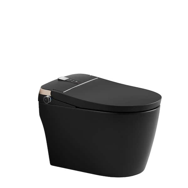 Elongated Smart Bidet Toilet in Matte Black with Heated Seat, Auto Open/Close Lid, Deodorizing, and Remote Control
