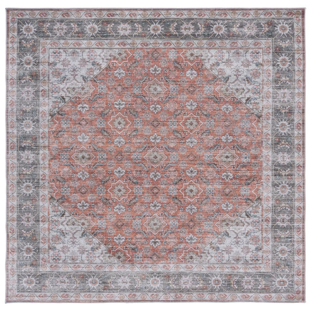 Olive Grey Rust Rug SAFAVIEH Arizona 6 ft. x 6 ft. Rust/Olive Machine Washable Distressed ...