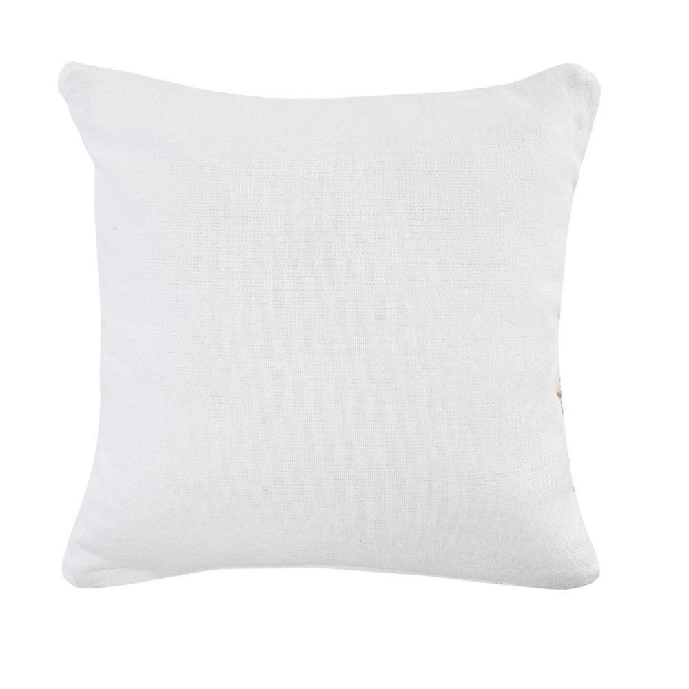 Ivory and Tan Jute Interwoven Square Throw Pillow