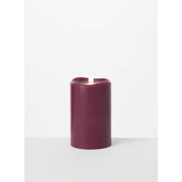 SULLIVANS 6 in. Red Wave Top Smooth LED Pillar Candle