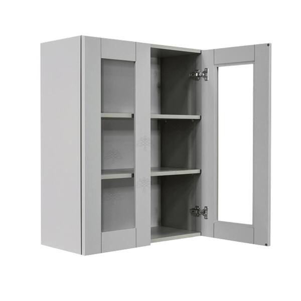 LIFEART CABINETRY Anchester Assembled 12x30x12 in. Wall Mullion Door Cabinet with 1 Door 2 Shelves in Light Gray
