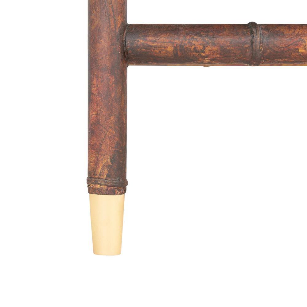 Tudor Inspired Dark Brown Wood Console Table with Gold Accents