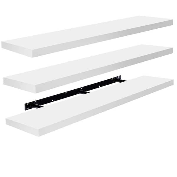 Floating Shelves for Wall - Extra-Long Shelves (3-Pack), 55 in. W x 9.25 in. D White Composite Decorative Wall Shelf